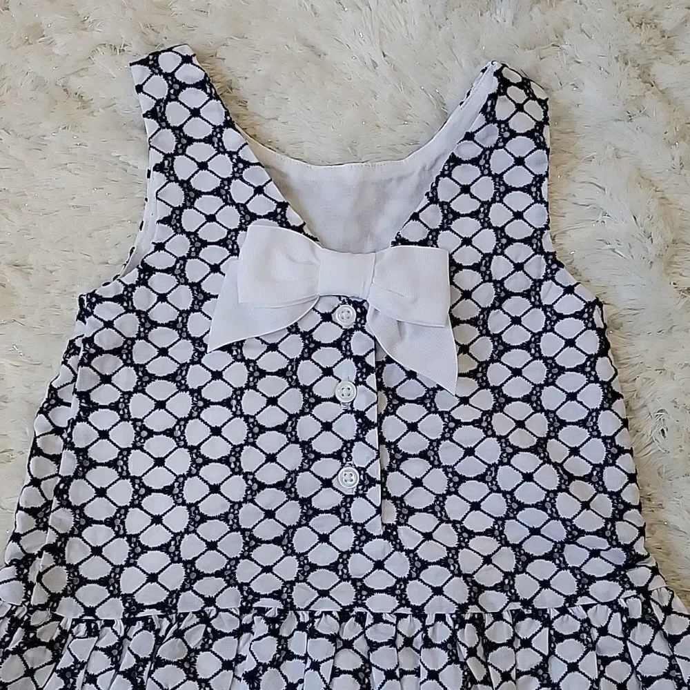 Janie AND JACK 2-PIECE NAVY BLUE & WHITE EYELET SUNDRESS, SIZE 12-18 MONTH - NEW